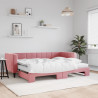 Sofa rozsuwana z materacami, różowa, 80x200 cm, aksamit
