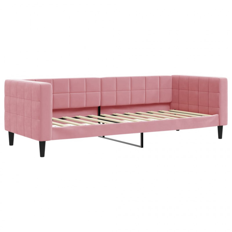 Sofa rozsuwana z materacami, różowa, 80x200 cm, aksamit
