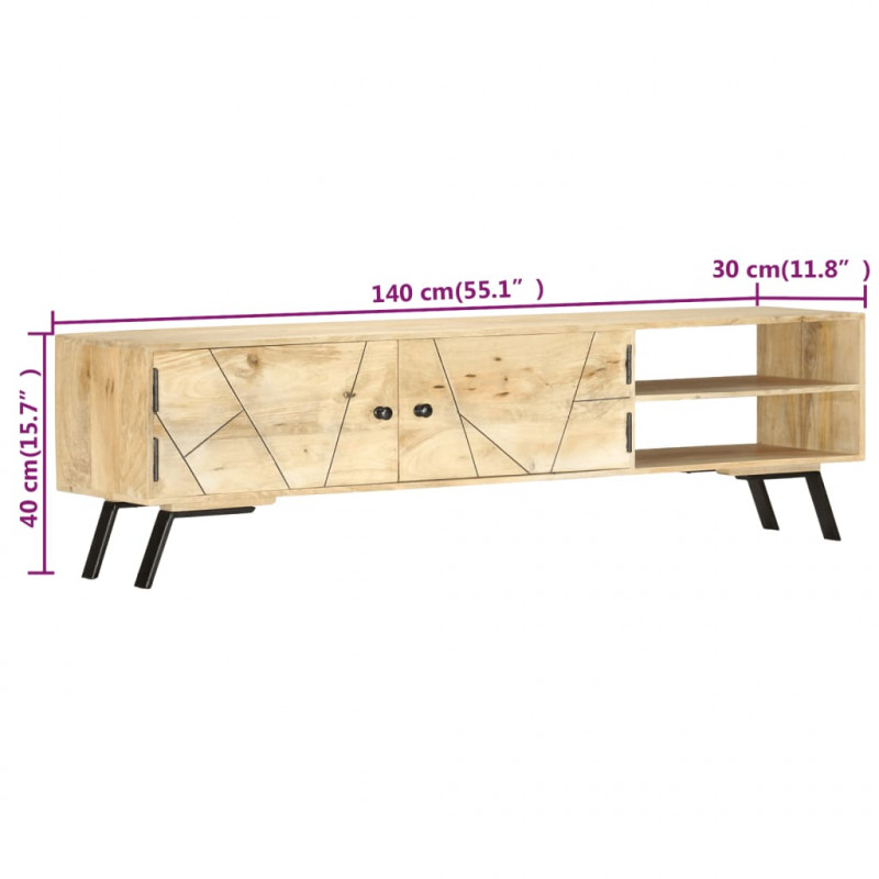 Szafka pod TV, 140x30x40 cm, lite drewno mango