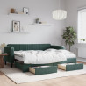 Sofa rozsuwana z szufladami, ciemnozielona, 90x200 cm, aksamit