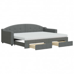 Sofa rozsuwana z szufladami, ciemnoszara, 80x200 cm, tkanina