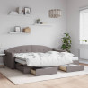 Sofa rozsuwana z szufladami, taupe, 80x200 cm, tkanina