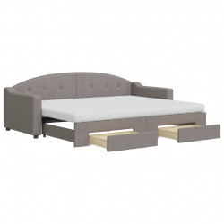 Sofa rozsuwana z szufladami, taupe, 80x200 cm, tkanina