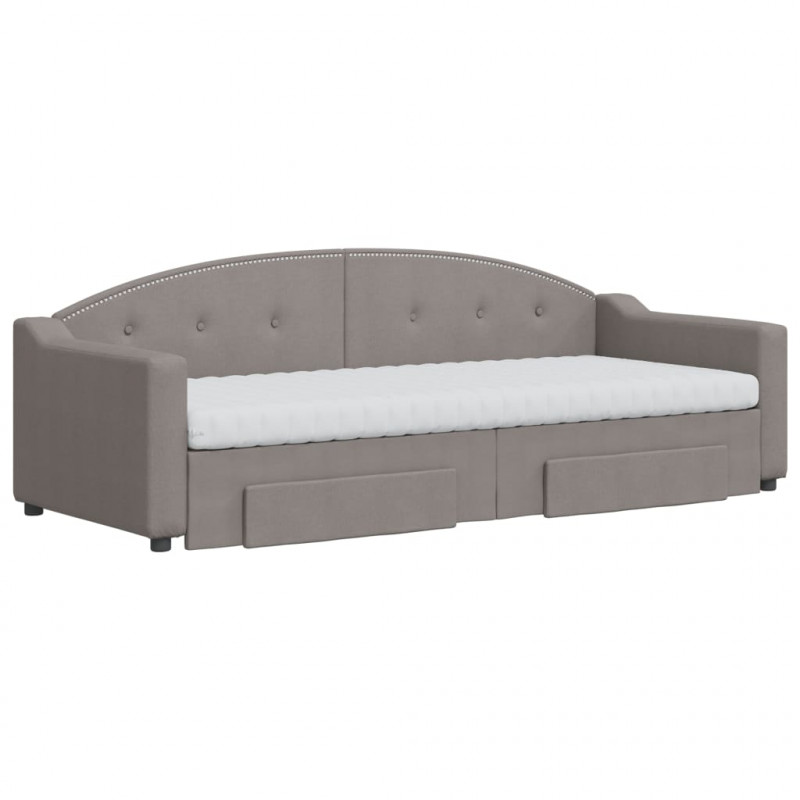 Sofa rozsuwana z szufladami, taupe, 80x200 cm, tkanina