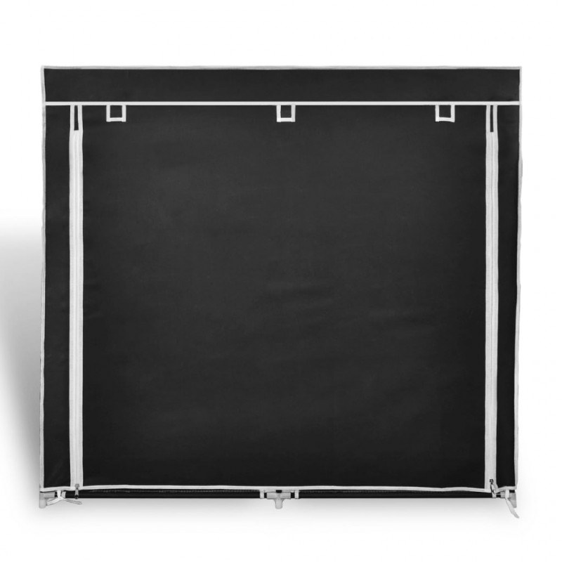 Materiałowa szafa na buty z osłoną, 115 x 28 x 110 cm, czarna