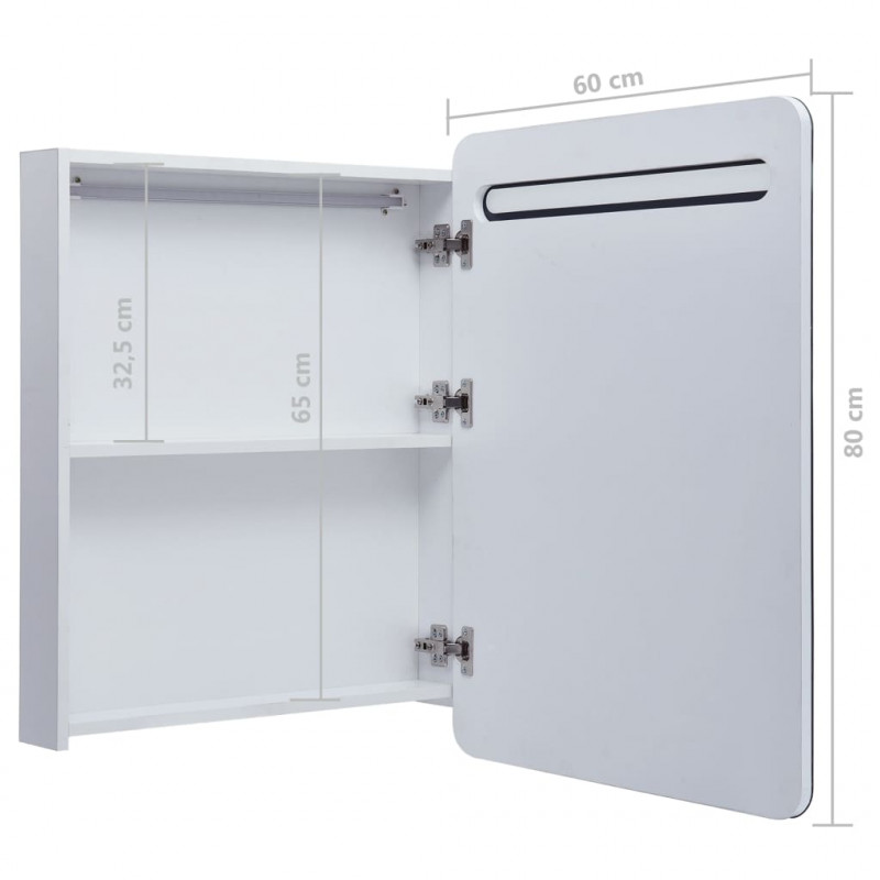 Szafka łazienkowa z lustrem i LED, 60 x 11 x 80 cm