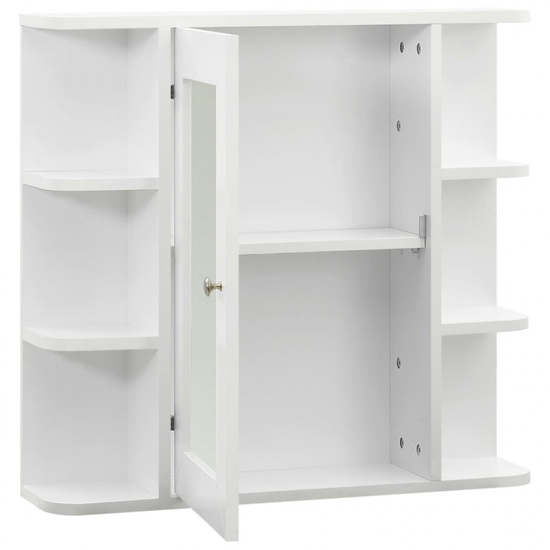 Szafka łazienkowa z lustrem, biała, 66x17x63 cm, MDF