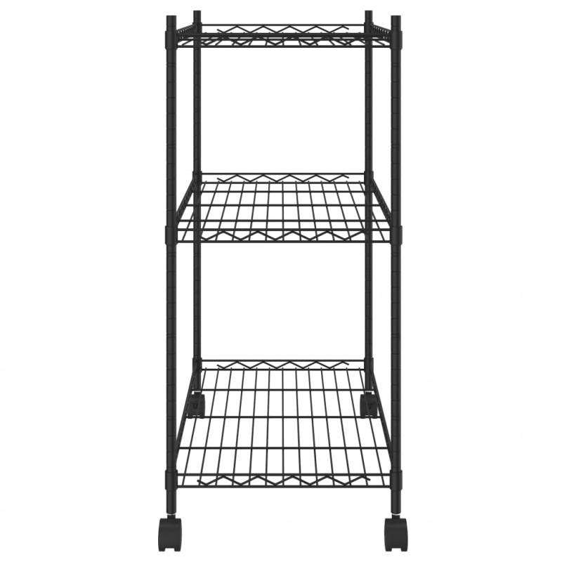 3-poziomowy regał na kółkach, 60x35x81 cm, czarny, 150 kg