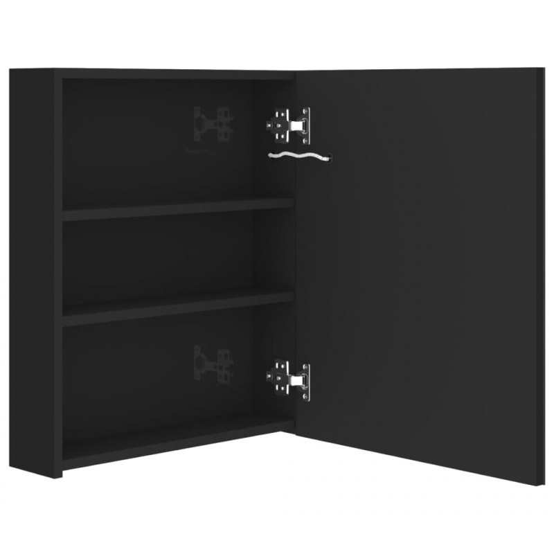 Szafka łazienkowa z lustrem i LED, lśniąca czerń, 50x14x60 cm