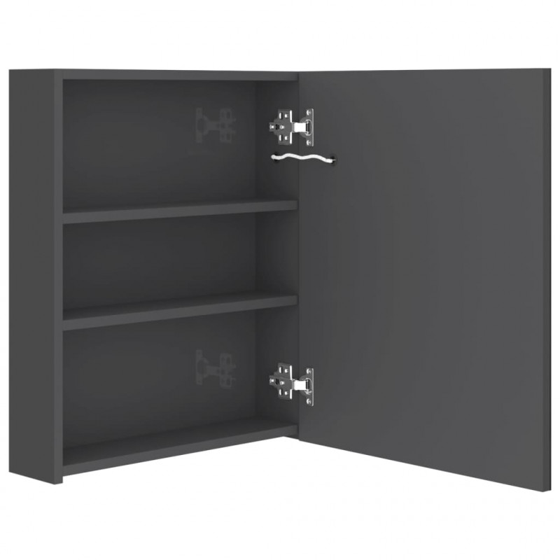 Szafka łazienkowa z lustrem i LED, lśniąca szarość, 50x14x60 cm