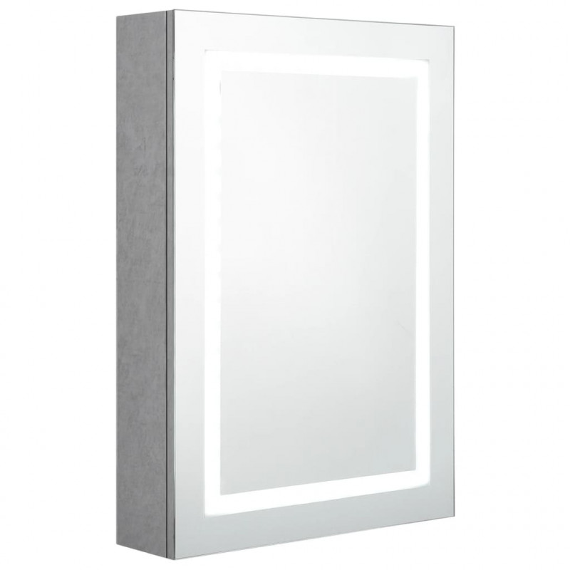 Szafka łazienkowa z lustrem i LED, szarość betonu, 50x13x70 cm