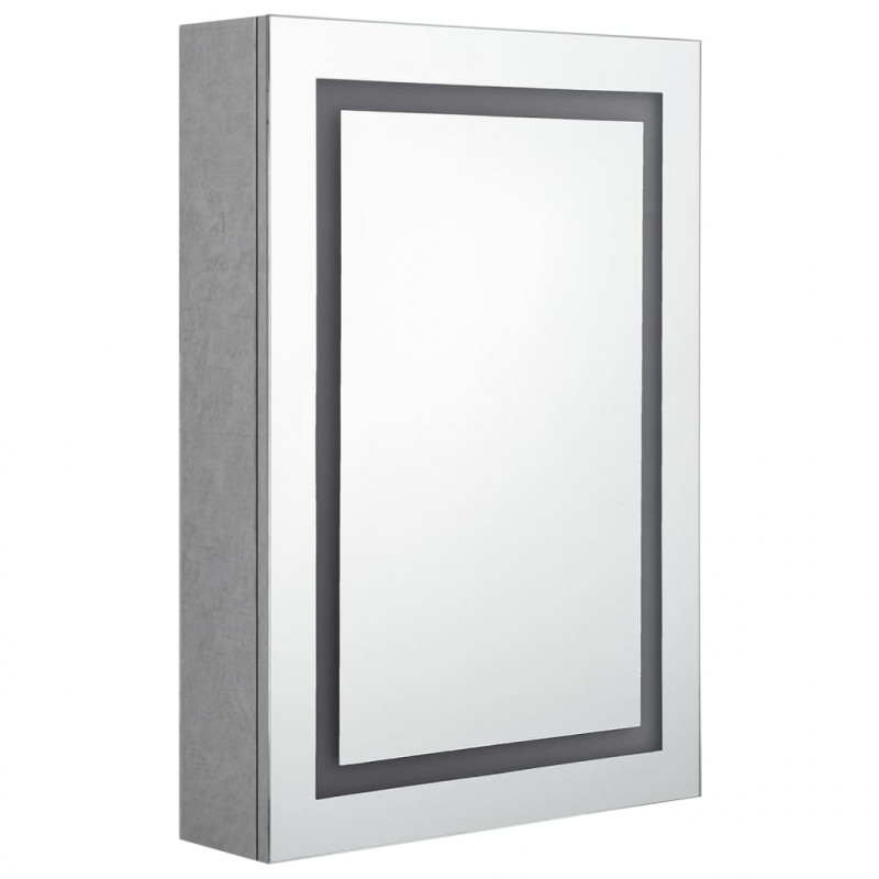 Szafka łazienkowa z lustrem i LED, szarość betonu, 50x13x70 cm