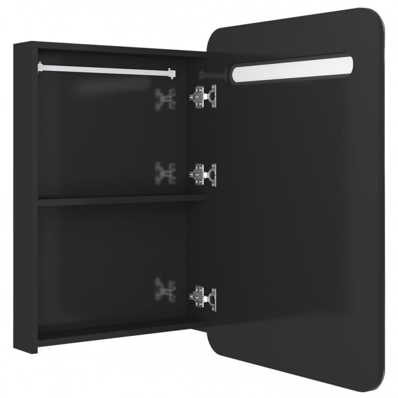 Szafka łazienkowa z lustrem, LED, czerń z połyskiem 60x11x80 cm