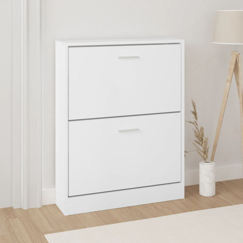 Półka na buty, biała, 59x17x81 cm, materiał drewnopochodny