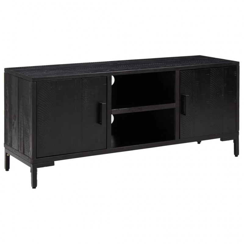 Szafka pod telewizor, czarna, 110x35x48 cm, drewno sosnowe