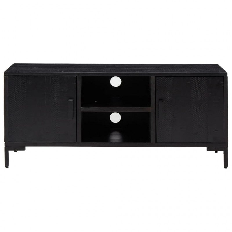 Szafka pod telewizor, czarna, 110x35x48 cm, drewno sosnowe