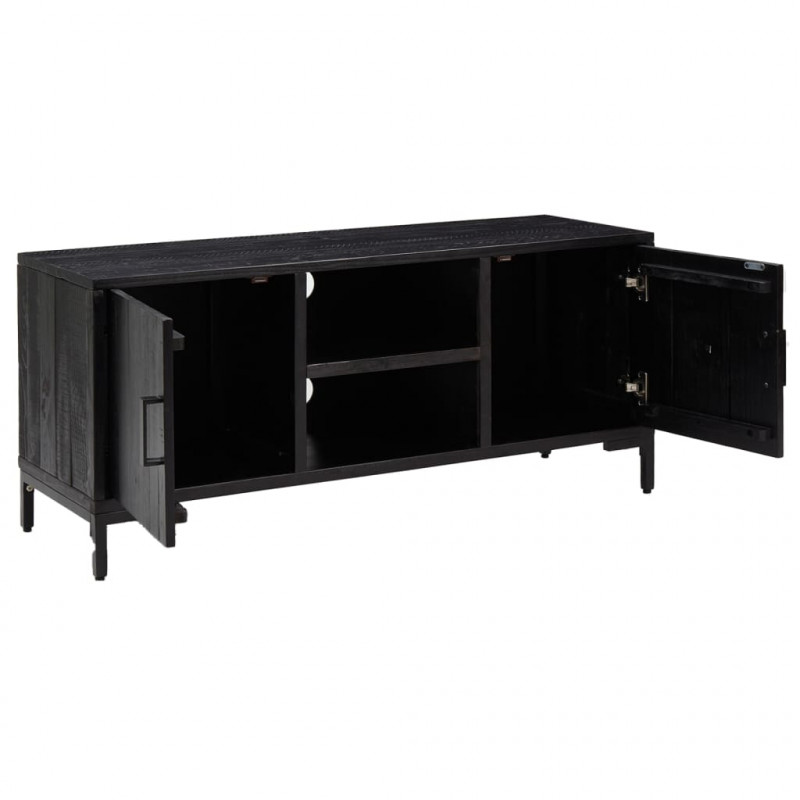 Szafka pod telewizor, czarna, 110x35x48 cm, drewno sosnowe