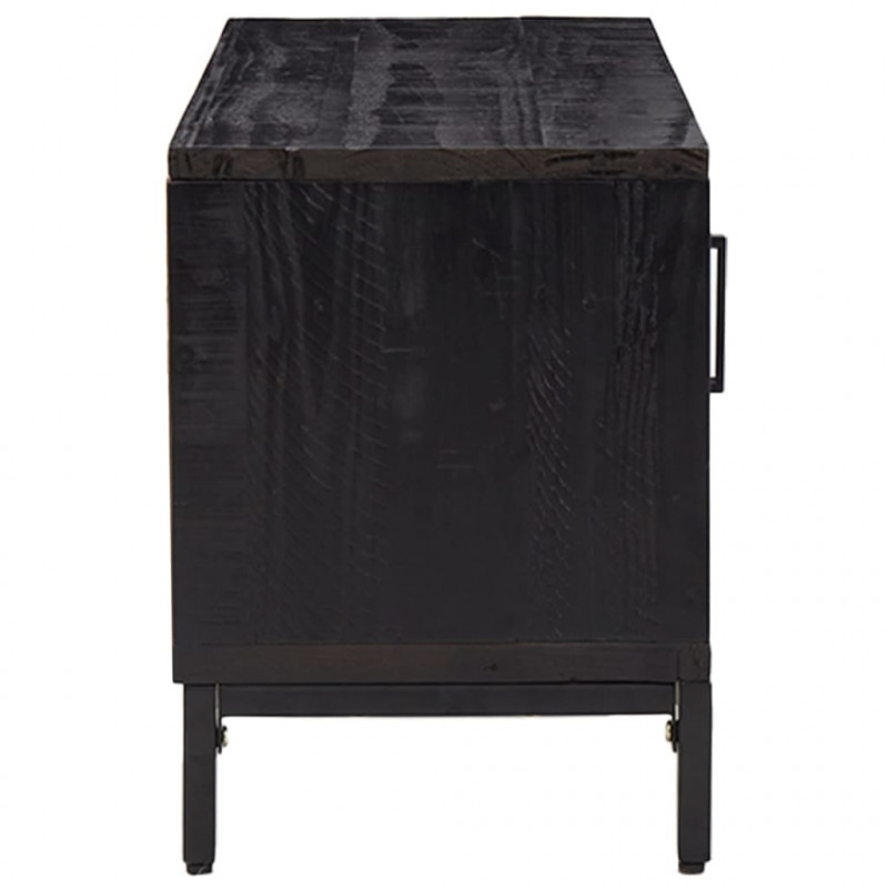 Szafka pod telewizor, czarna, 110x35x48 cm, drewno sosnowe
