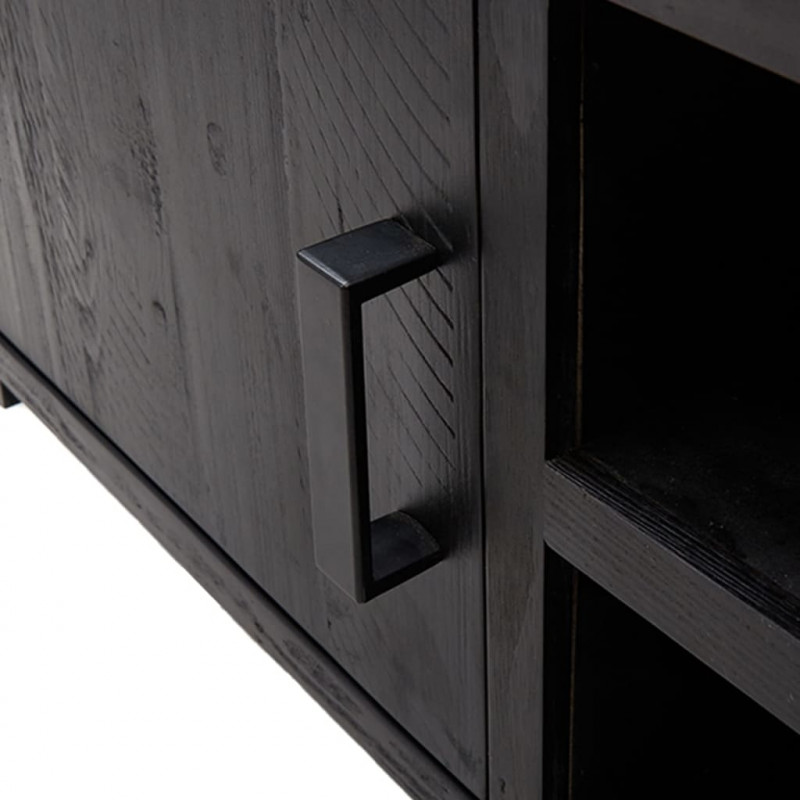 Szafka pod telewizor, czarna, 110x35x48 cm, drewno sosnowe
