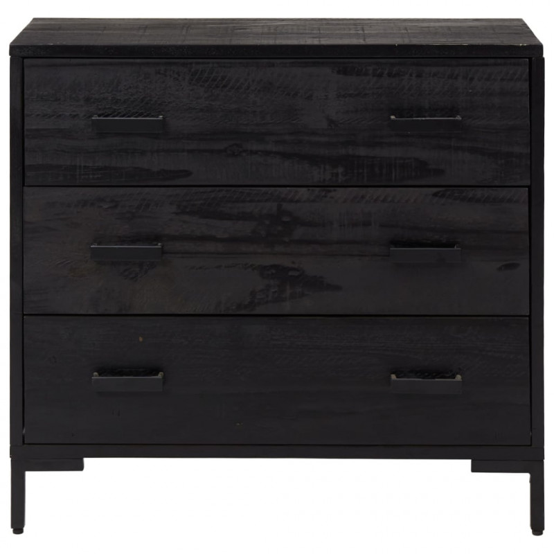Komoda, czarna, 75x35x70 cm, lite drewno sosnowe