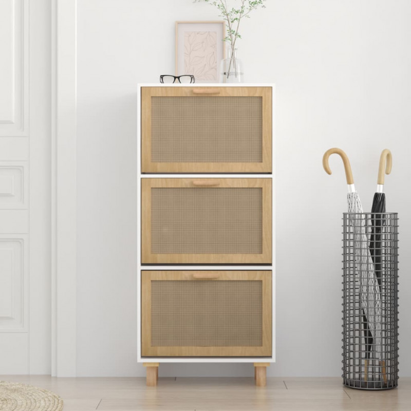 Szafka na buty, biała, 52x25x115 cm, materiał drewnopochodny