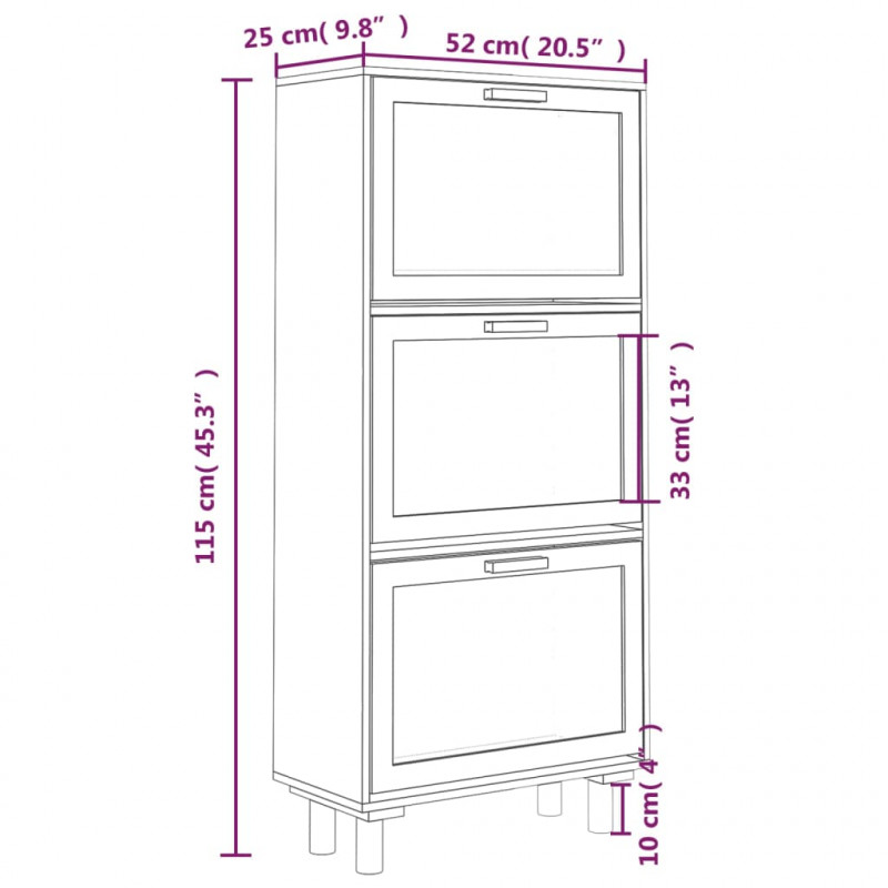 Szafka na buty, biała, 52x25x115 cm, materiał drewnopochodny