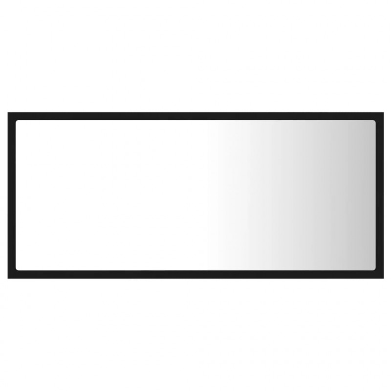Lustro łazienkowe z LED, czarne, 90x8,5x37 cm, akryl