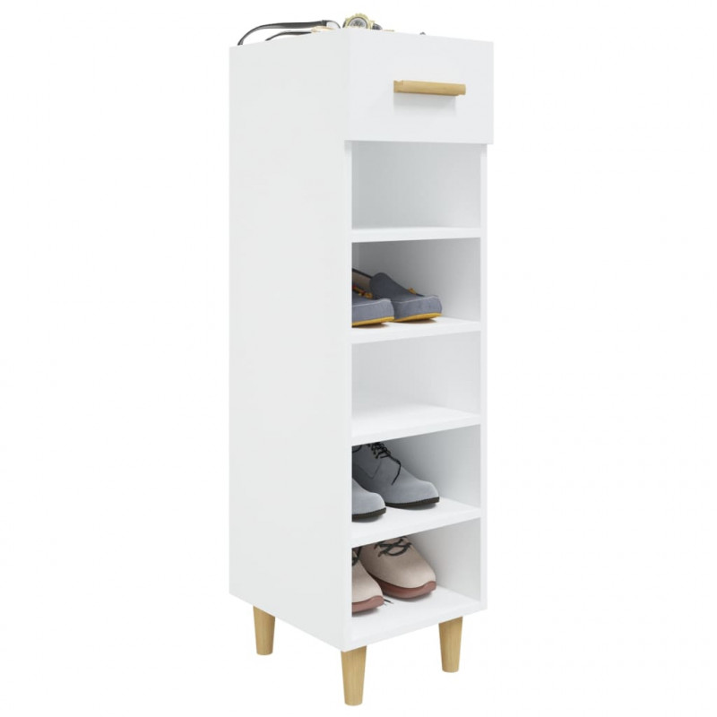 Szafka na buty, biała, 30x35x105 cm, materiał drewnopochodny