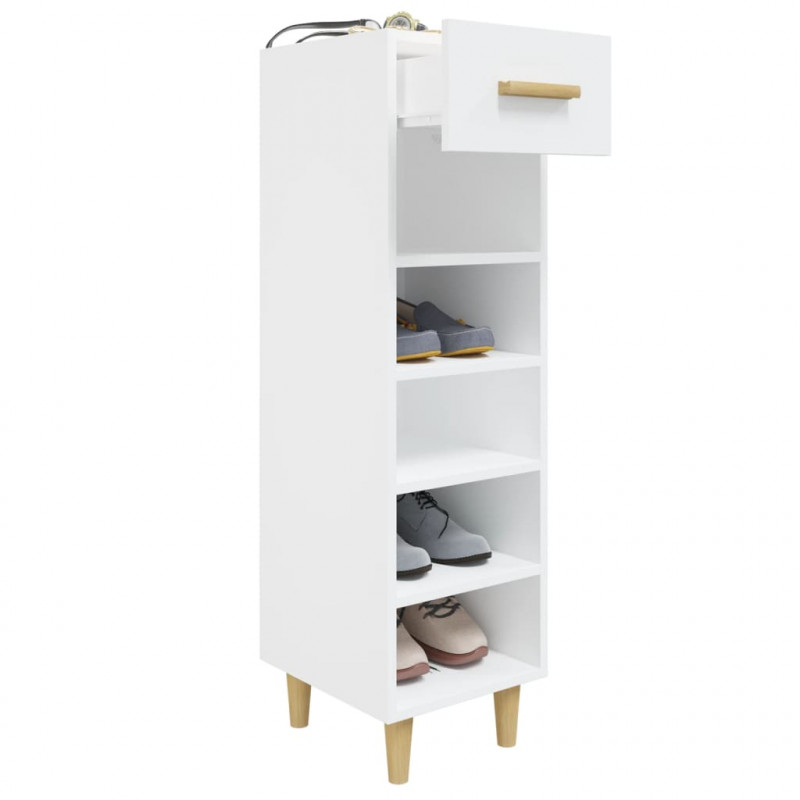 Szafka na buty, biała, 30x35x105 cm, materiał drewnopochodny