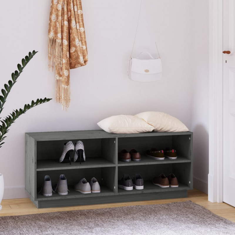 Szafka na buty, szara, 110x34x45 cm, lite drewno sosnowe