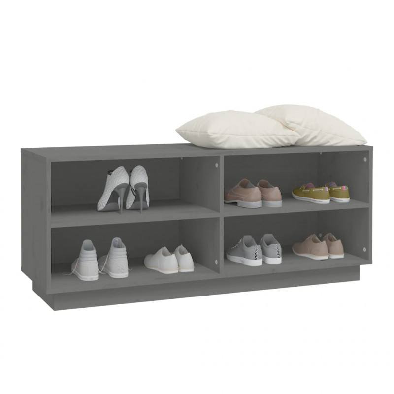 Szafka na buty, szara, 110x34x45 cm, lite drewno sosnowe