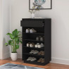Szafka na buty, czarna, 60x34x105 cm, lite drewno sosnowe