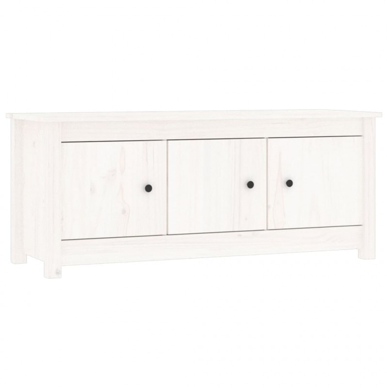 Szafka na buty, biała, 110x38x45,5 cm, lite drewno sosnowe