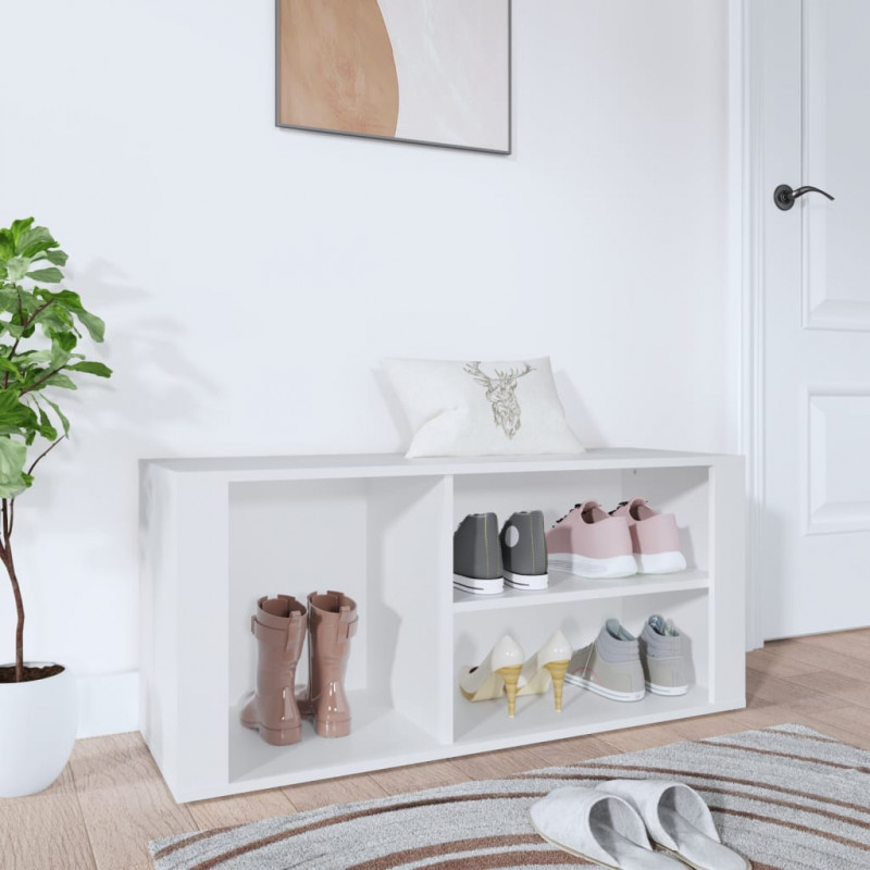 Półka na buty, biała, 100x35x45 cm, materiał drewnopochodny