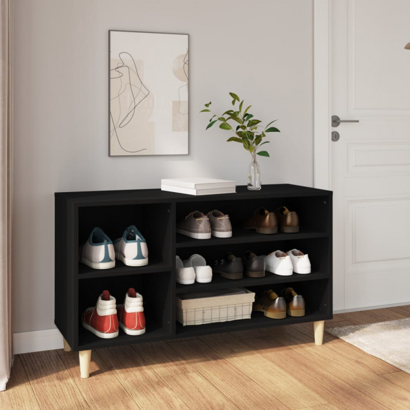 Szafka na buty, czarna, 102x36x60 cm, materiał drewnopochodny