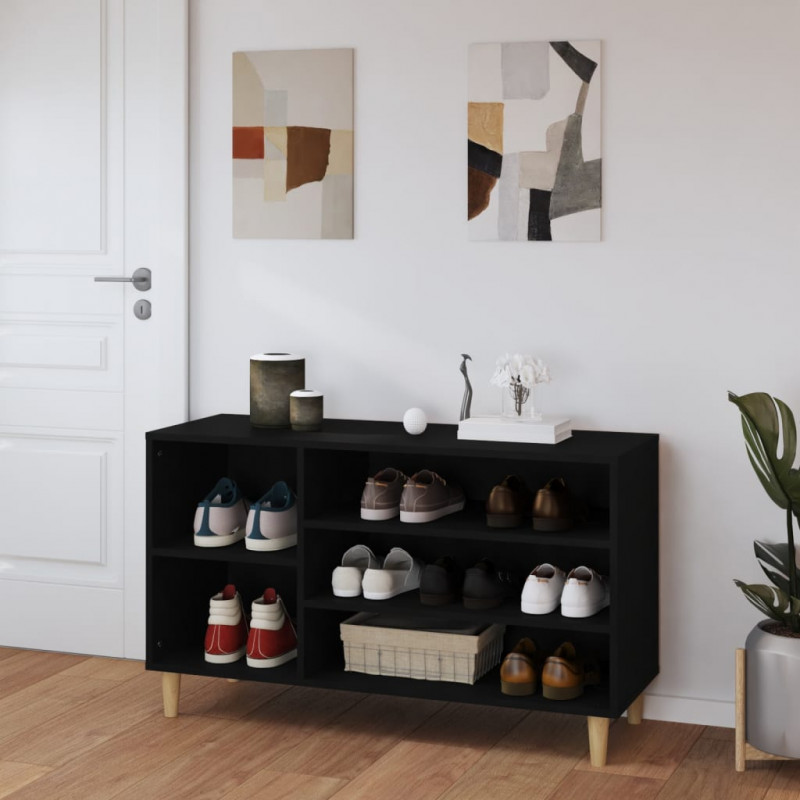 Szafka na buty, czarna, 102x36x60 cm, materiał drewnopochodny