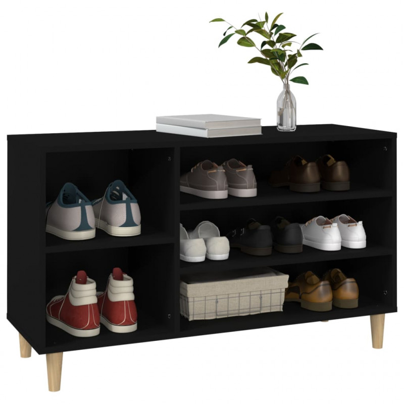 Szafka na buty, czarna, 102x36x60 cm, materiał drewnopochodny