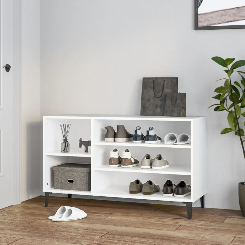 Półka na buty, biała, 102x36x60 cm, materiał drewnopochodny