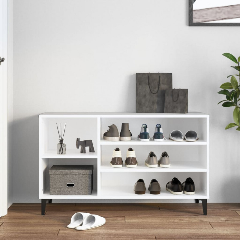Półka na buty, biała, 102x36x60 cm, materiał drewnopochodny