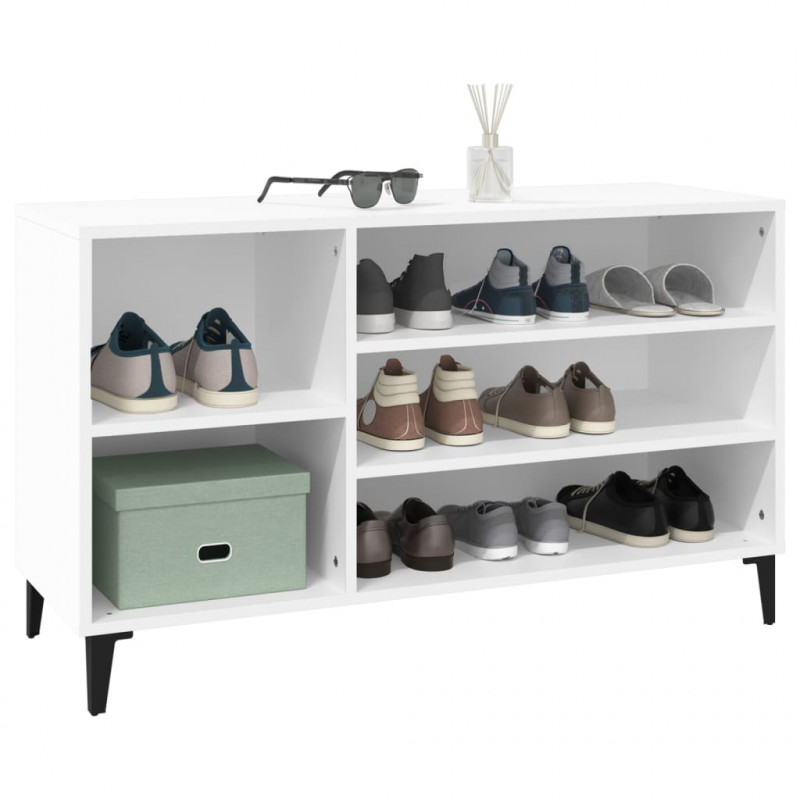 Półka na buty, biała, 102x36x60 cm, materiał drewnopochodny