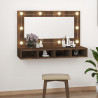 Szafka z lustrem i oświetleniem LED, brązowy dąb, 90x31,5x62 cm