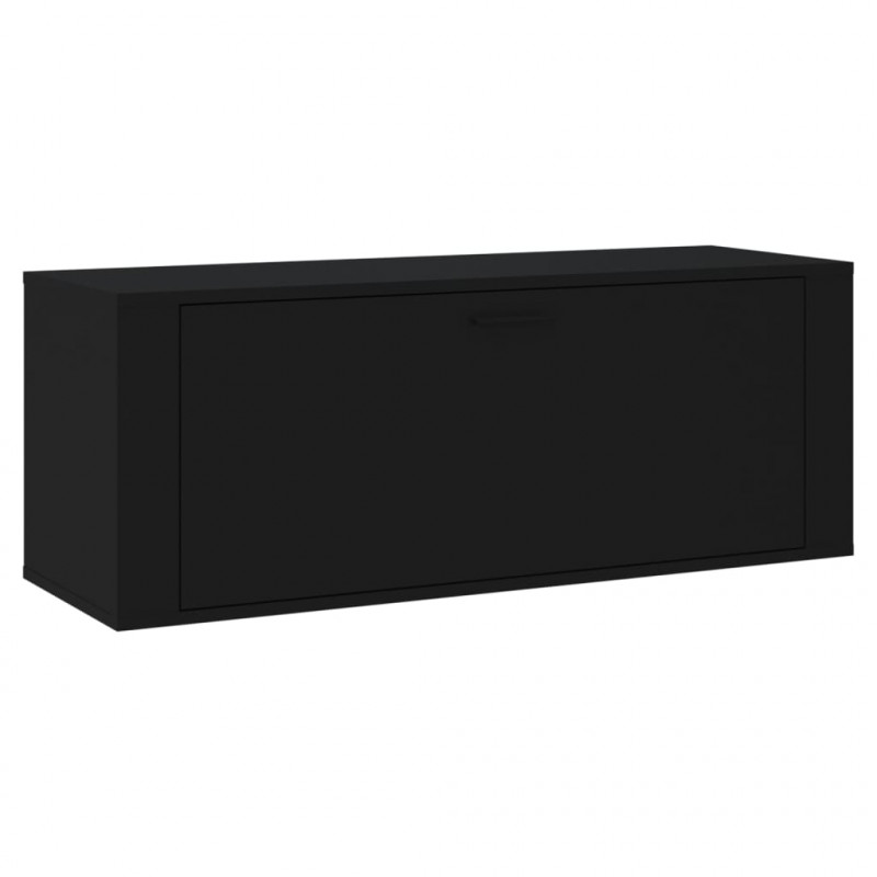 Półka na buty, czarna, 100x35x38 cm, materiał drewnopochodny