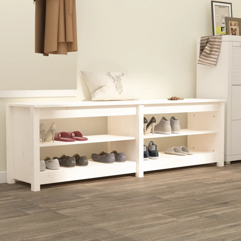 Szafka na buty, biały, 160x36,5x50 cm, lite drewno sosnowe