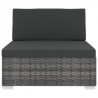 Środkowa sofa z poduszką, 1 szt., polirattan, szara