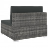 Środkowa sofa z poduszką, 1 szt., polirattan, szara