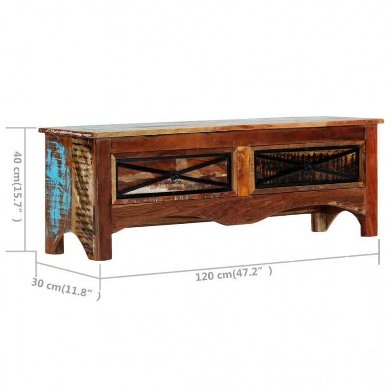 Szafka pod TV, 120 x 30 x 40 cm, lite drewno odzyskane