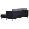 3-osobowa sofa z poduszkami, czarna, sztuczna skóra