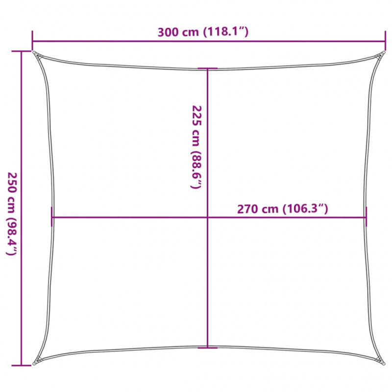 Żagiel przeciwsłoneczny, 160 g/m², kolor taupe, 2,5x3 m, HDPE
