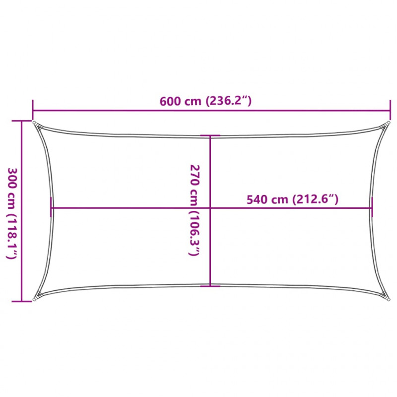 Żagiel przeciwsłoneczny, 160 g/m², czerwony, 3x6 m, HDPE