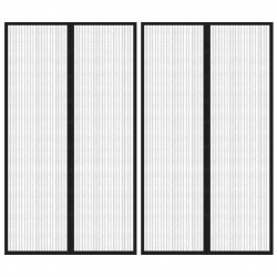 Moskitiera na drzwi, 2 szt., z magnesami, czarna, 200x80 cm